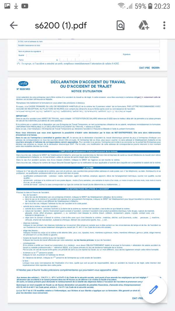 Accident travail