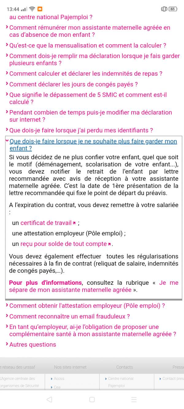 Retrait enfant  AssistantesMaternelles.NET